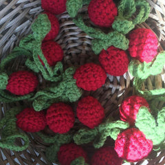 Hand Crocheted Strawberry Wool Ornaments