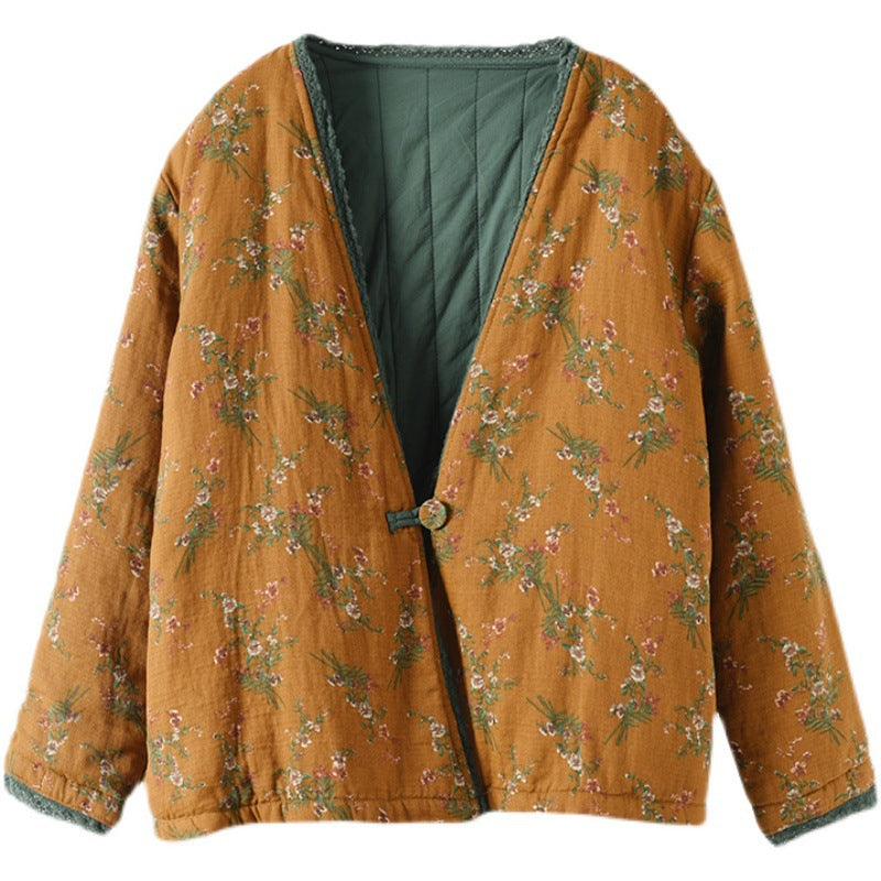 Lace-Trimmed Panelled Floral Loose Coat