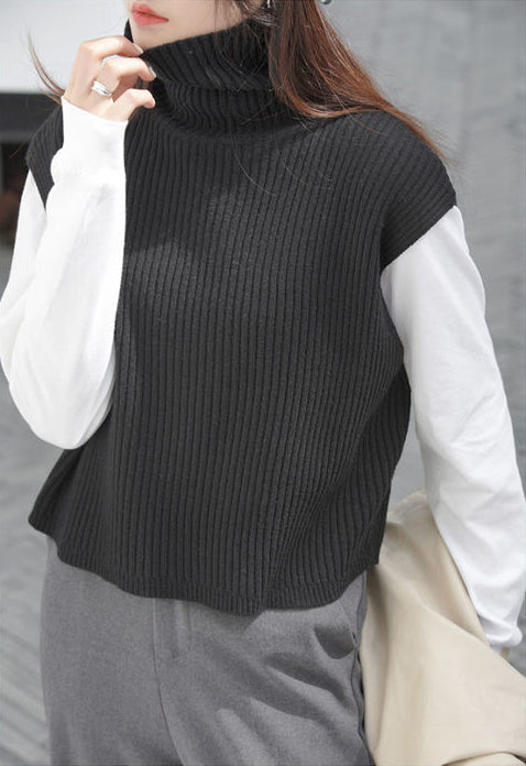 Casual Turtleneck Solid Color Waistcoat