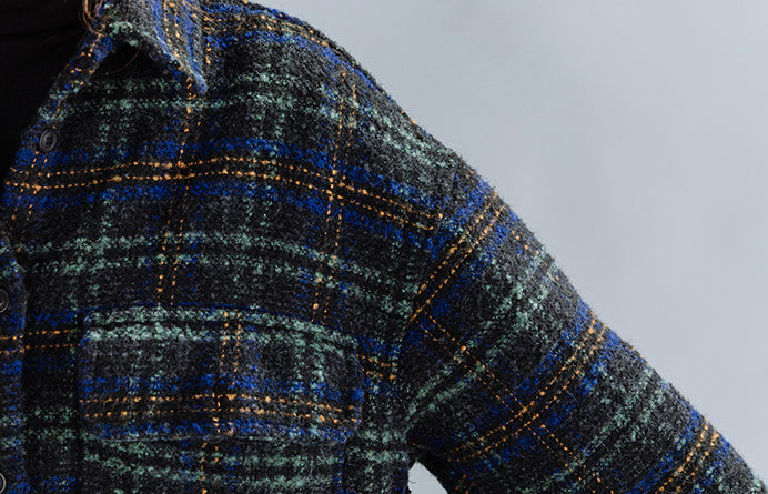 Large Size Loose Mid-Length Plaid Thick Woolen Coat