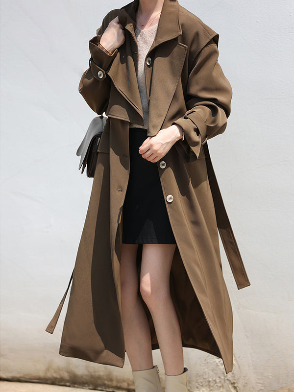 Windbreaker 2-Piece Suit Temperament Loose Belted Jacket