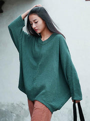 Vintage Loose V-Neck Bat Sleeve T-Shirt