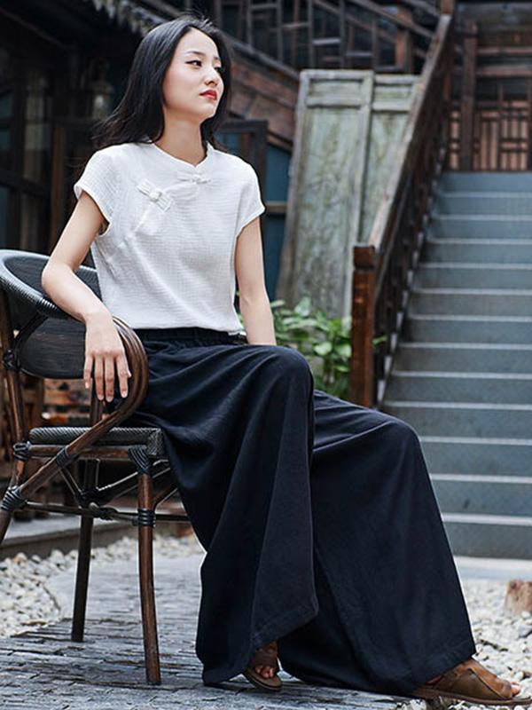 Loose Wide-leg Linen Pants