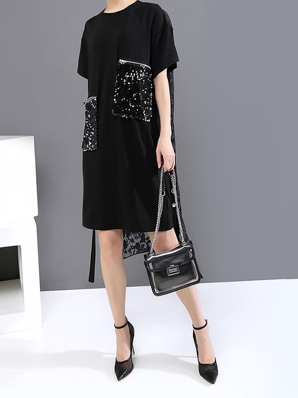 Fashion Sequined With Pocket Dress