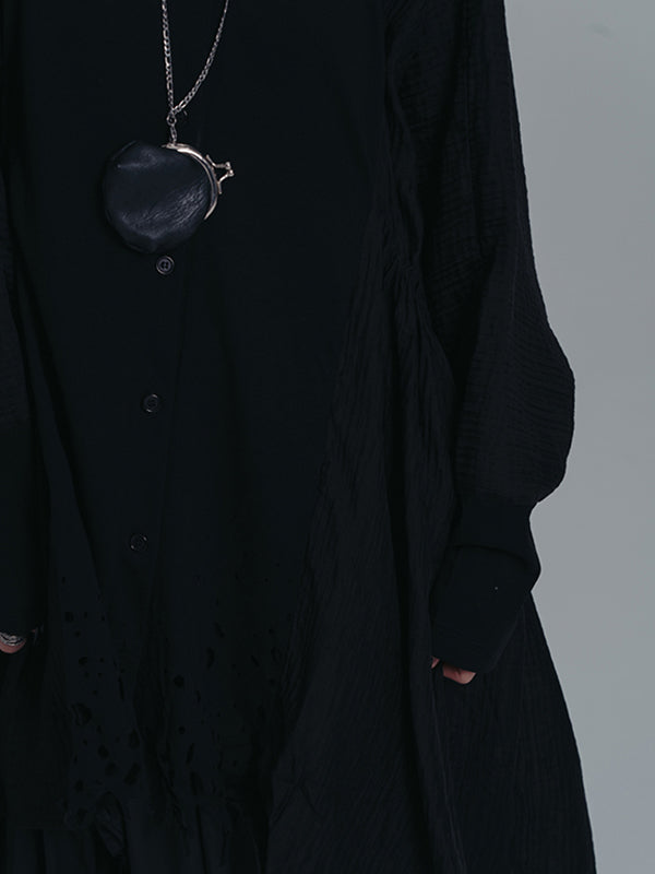 Minimalist Roomy Black Puff Sleeves Blouse