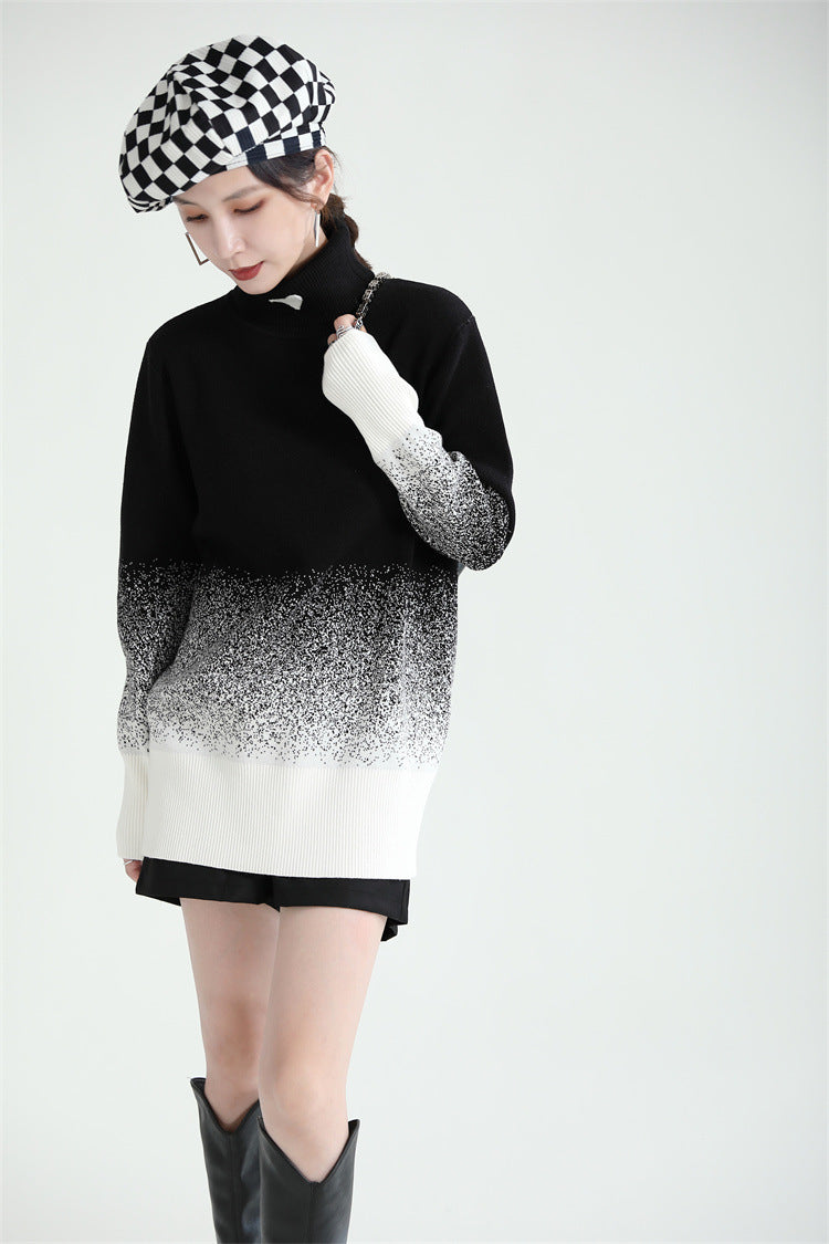 Original Design Gradient High-Neck Sweater