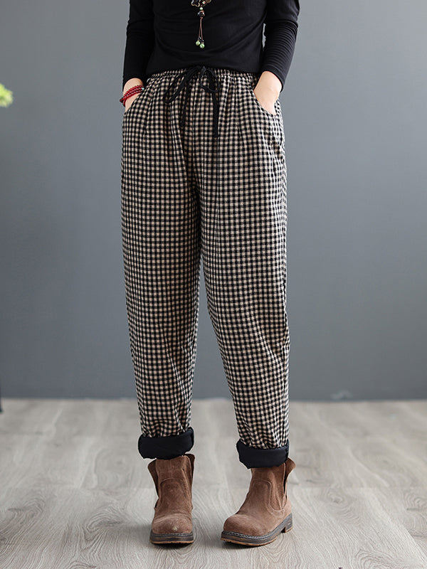 Plaid Loose Waist Casual Pants