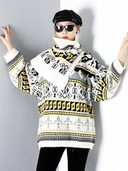 Women Pullover Print Stretch Sweater