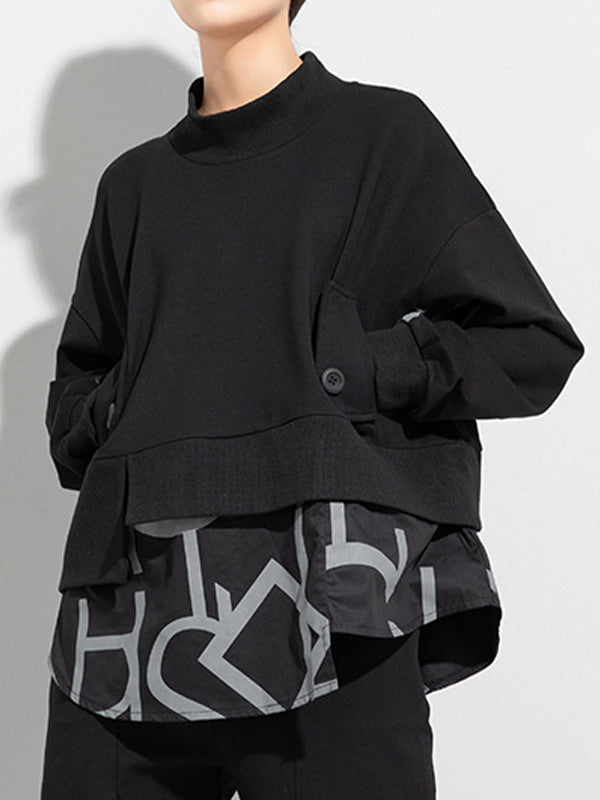 Women Splicing Irregular Casual Sweatshirt