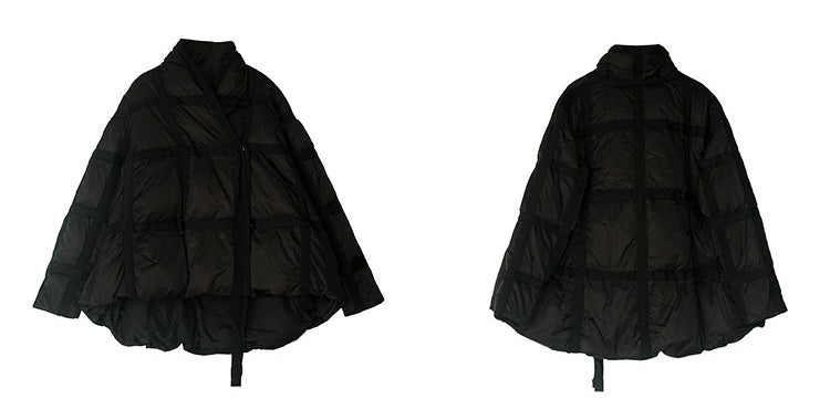 Retro Solid Color Splicing Down Jacket