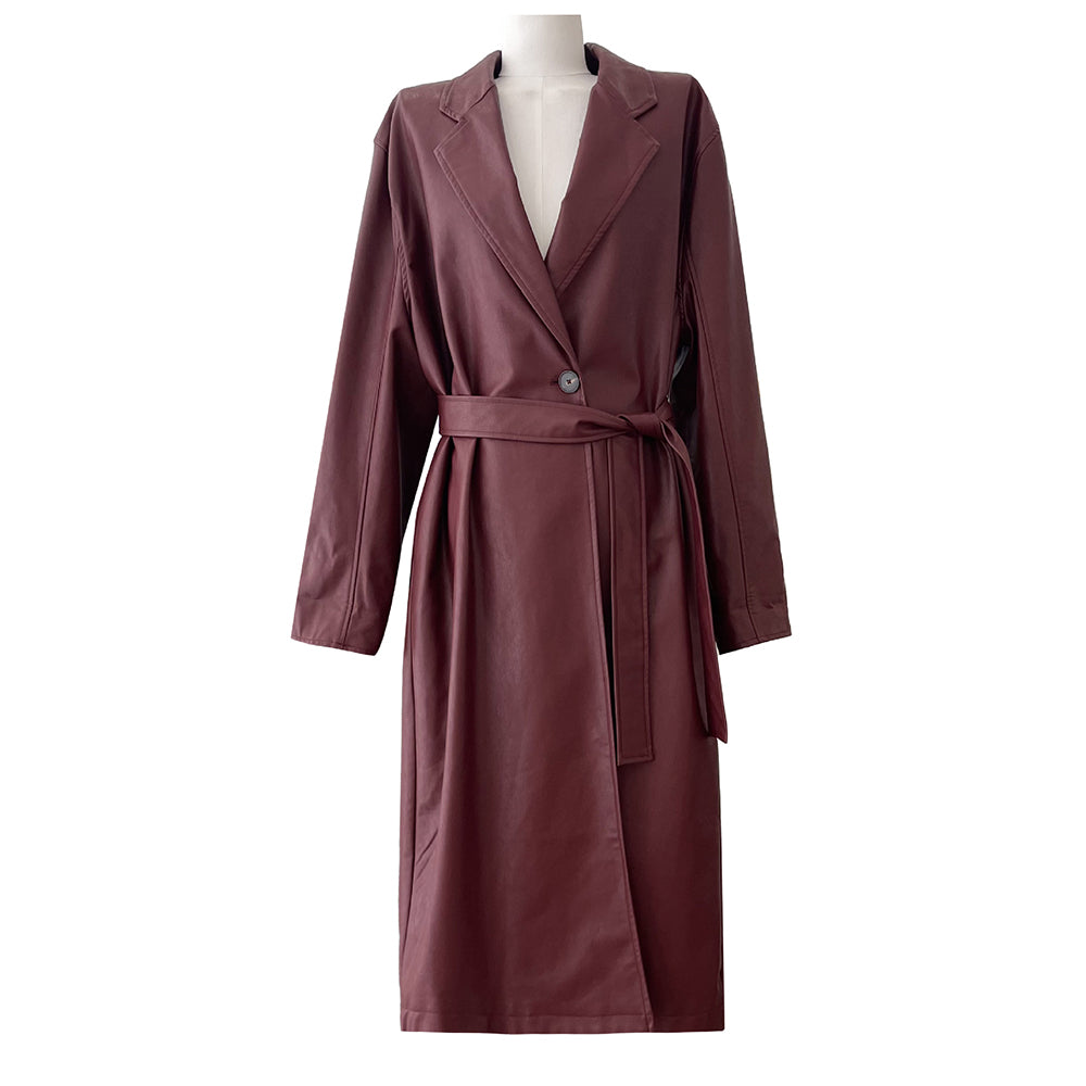 Ladies Solid Color Casual Long  Coat