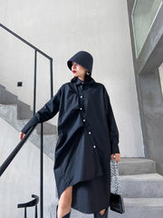 Solid Color Cropped Pleated Shirt Dress