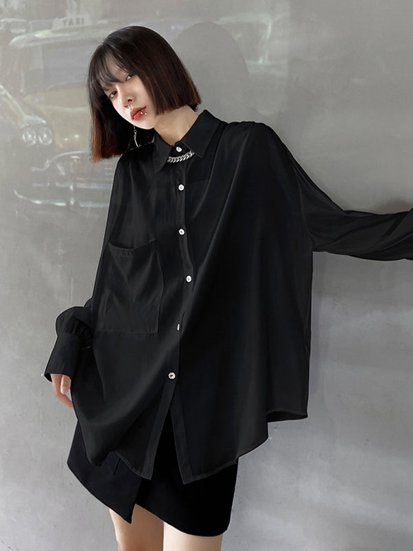 Casual Loose Irregular Solid Color Shirt