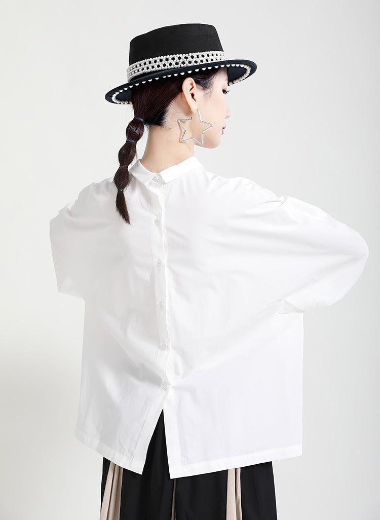 Women Irregular Lapel Long Sleeve Shirt