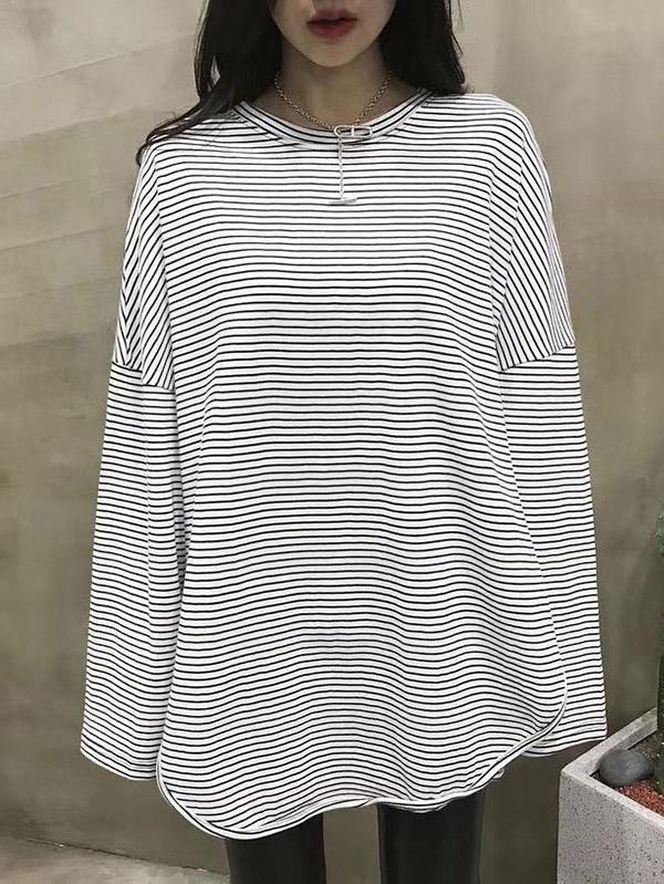 Loose Stripe Comfortable Blouses