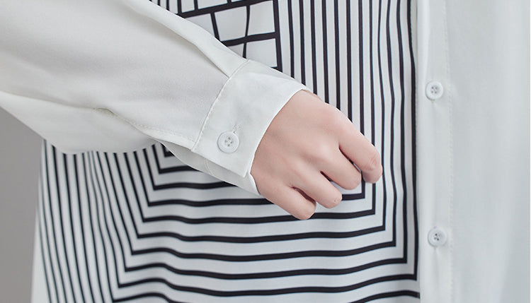 Women Irregular Personality Stitching Lapel Shirt