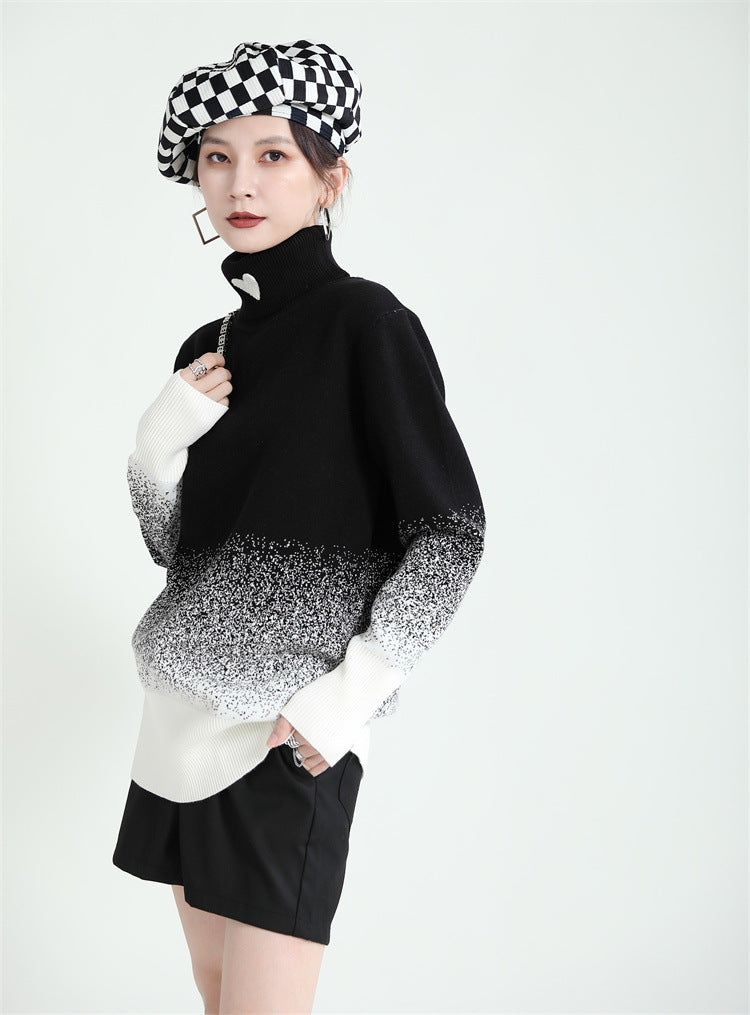 Original Design Gradient High-Neck Sweater