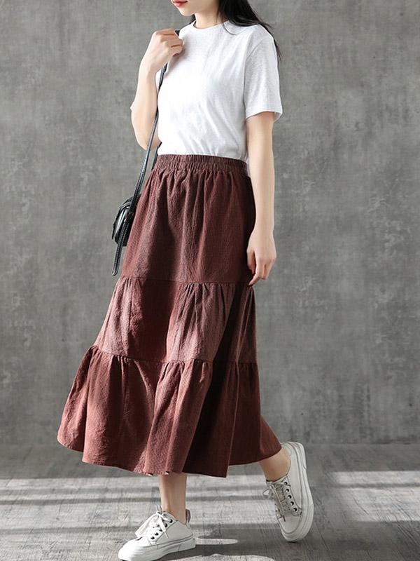 Vintage Loose A-Line Splicing Skirt