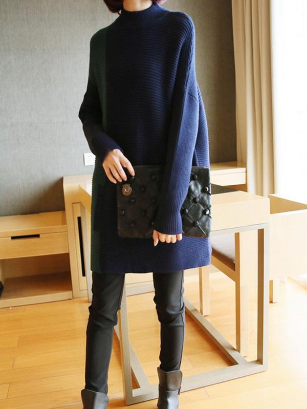 Casual Split-Joint Knitting Long Sweater