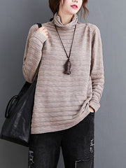 Women Solid Color Turtleneck Bottoming Sweater