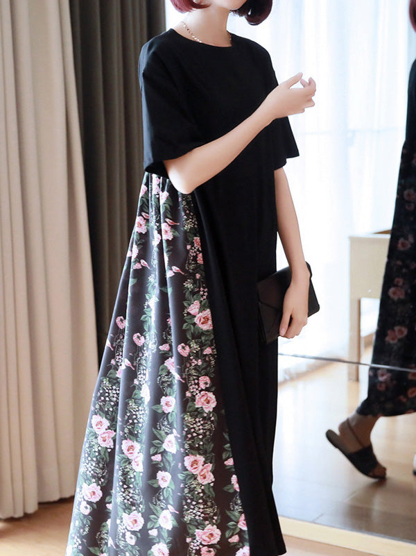 Original Floral Round-Neck Dress