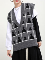 Original V-Neck Contrast Color Knitwear Knit Vest