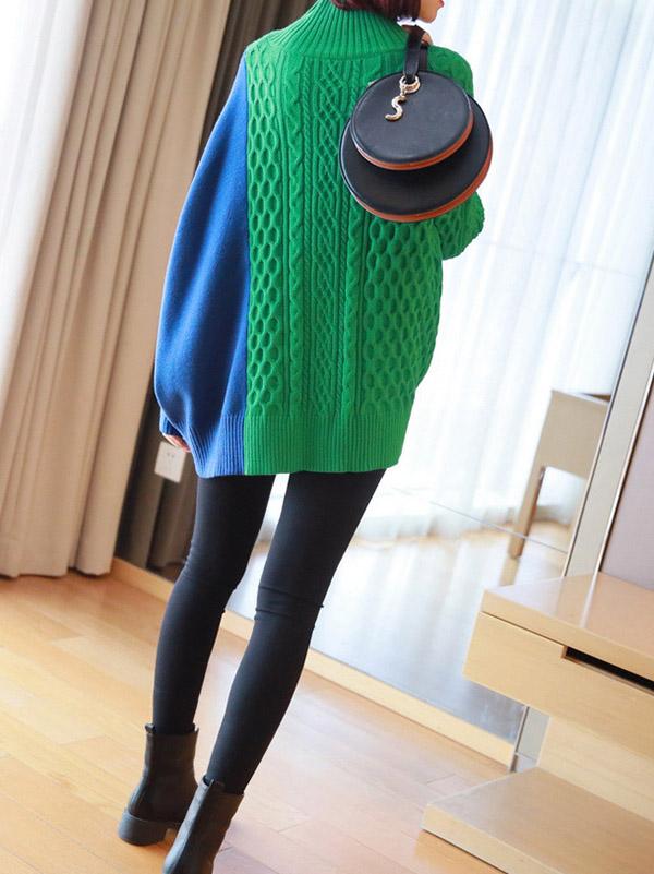 Loose Split-Joint Color Knitting Sweater