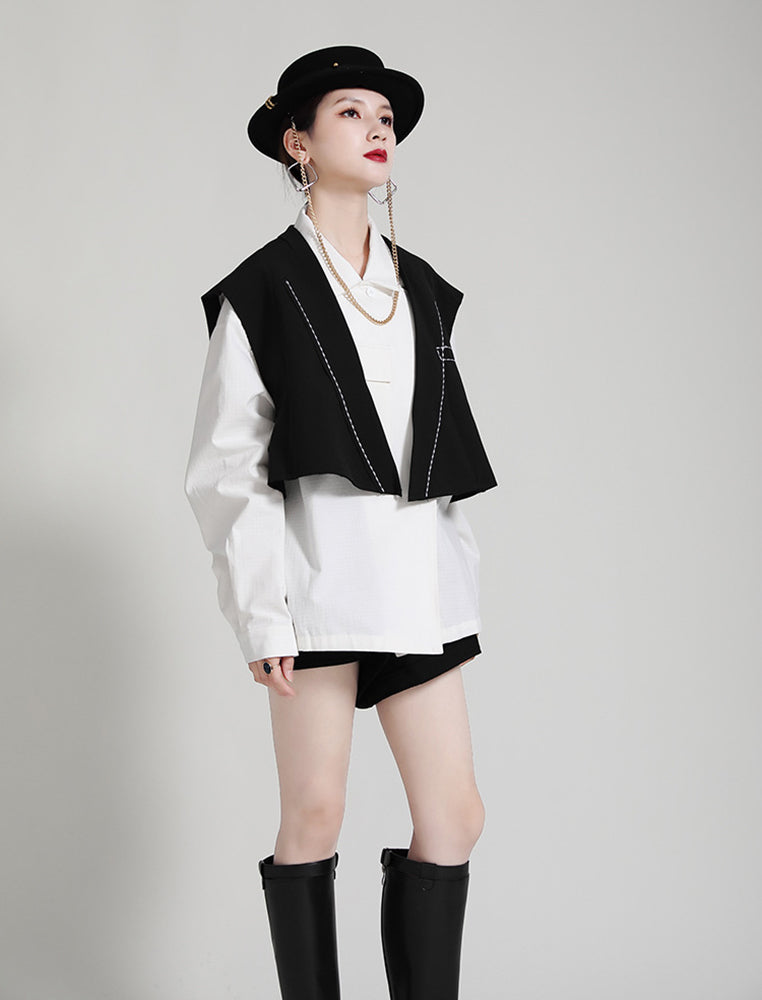 Casual Lapel Collar Irregular Design Long Sleeve Shirt