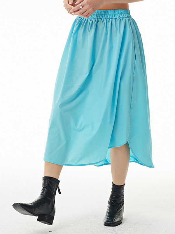 Irregular Clipping Roomy Pure Color Skirts Bottoms