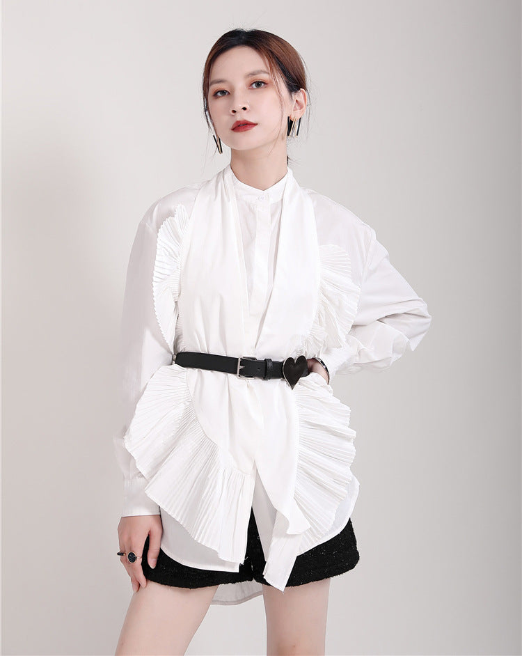 Retro Pleated Irregular Personality Shirt