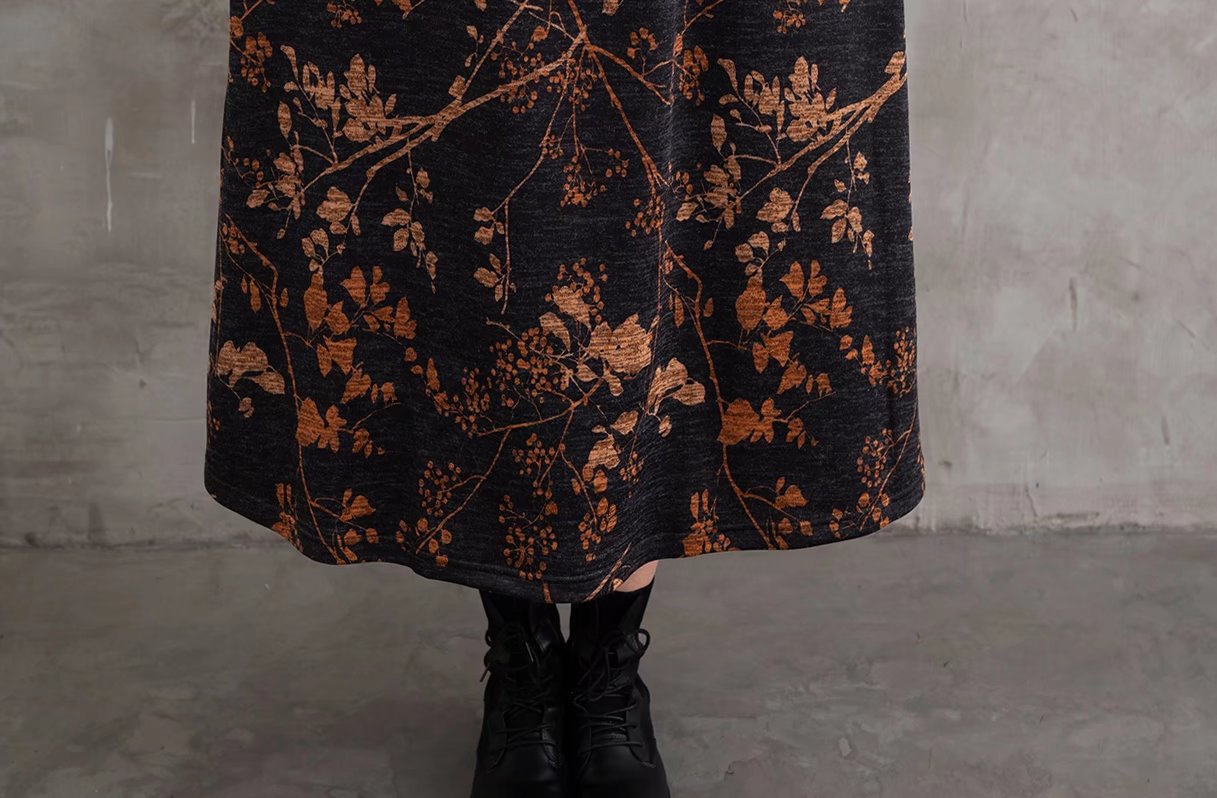 Vintage Floral Printed  Casual Midi Dress