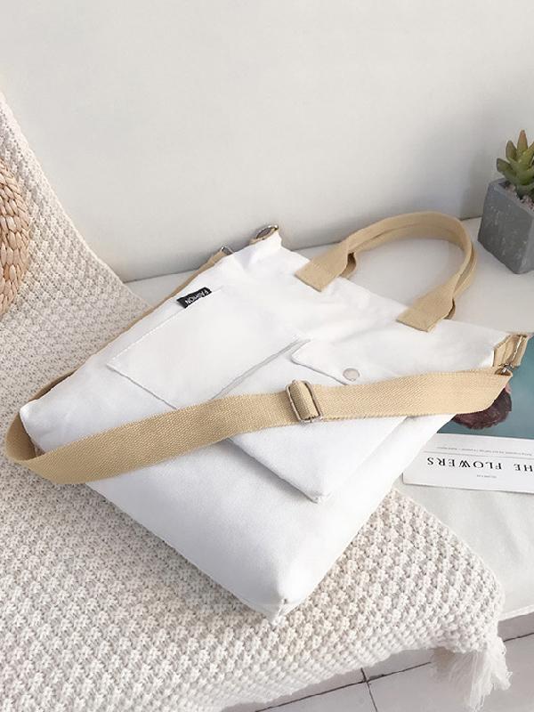 3 Colors With-pockets Canvas Handbag