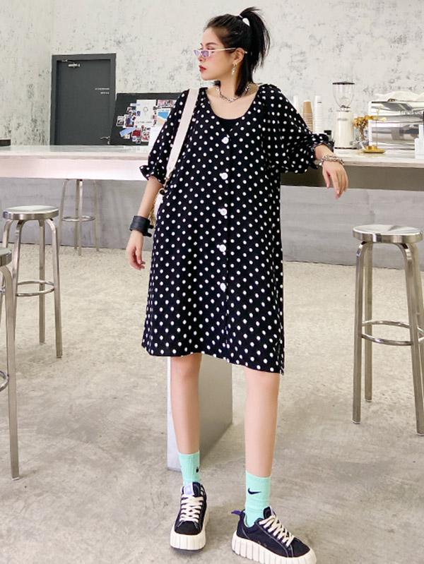 Original Polka-Dot Bishop Sleeve Dress