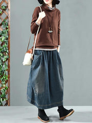 Split-joint Denim Skirt Bottom