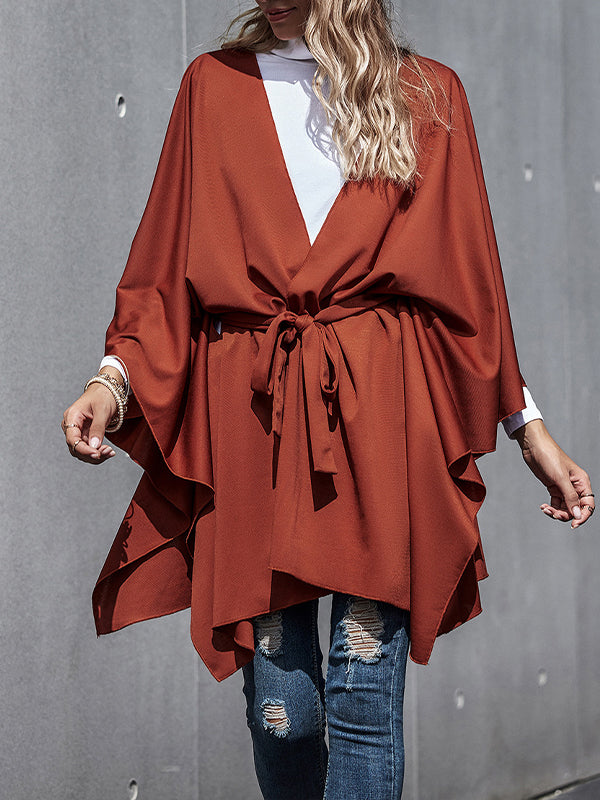 Women Loose Bat Sleeve Long Sleeve Cape Coat