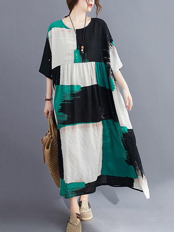 Loose Split-Joint Big-Hem Long Dress