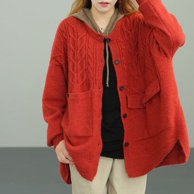 Casual Loose Solid Color Sweater Coat