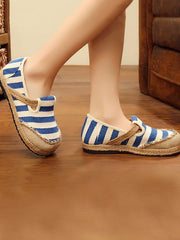 National Style Colorful Stripe Printed Cotton Shoes