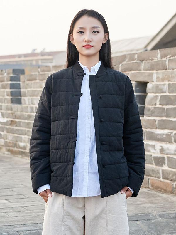 National Retro Button Thicken cotton wadded jacket