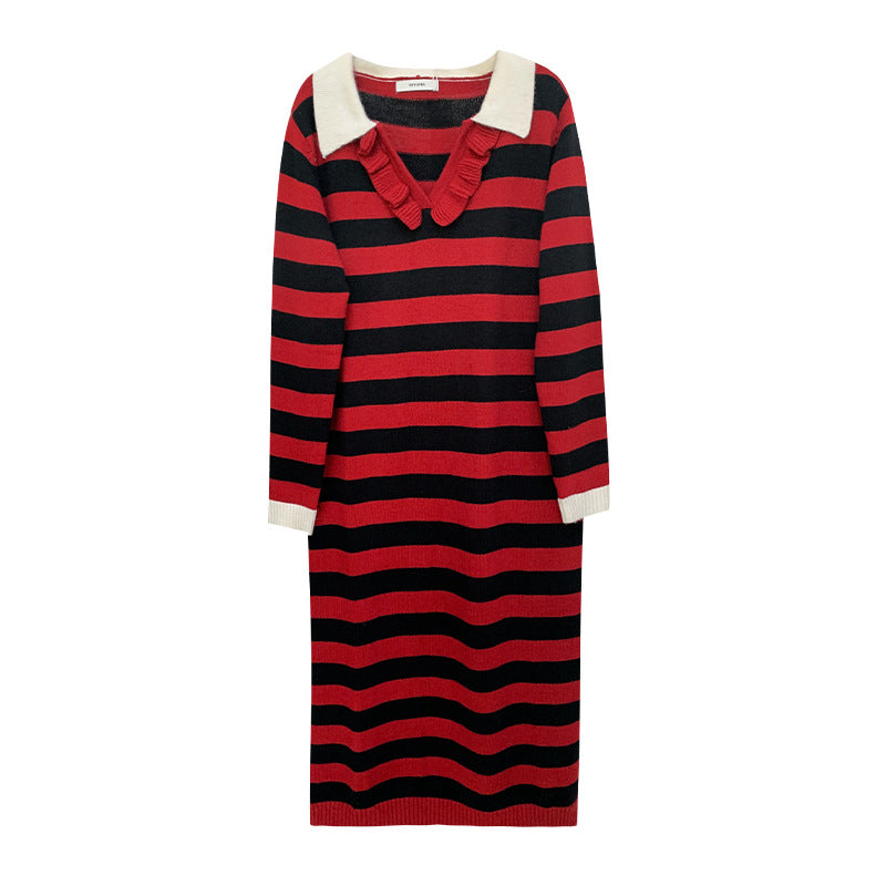 Casual Striped Long Sweater Dress