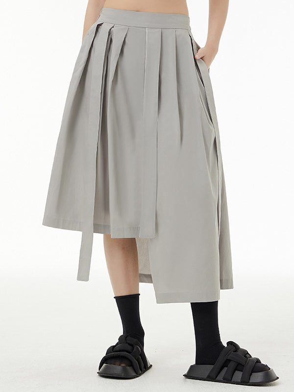 Irregular Clipping Pleated Pure Color Skirts Bottoms
