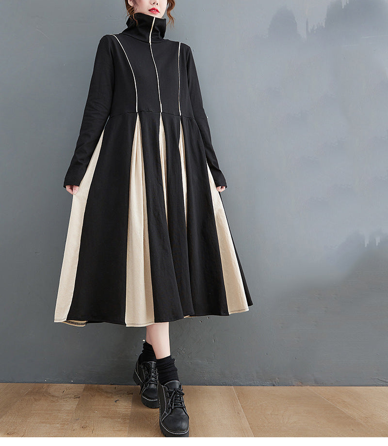 Knitted Striped Patchwork Midi Dress