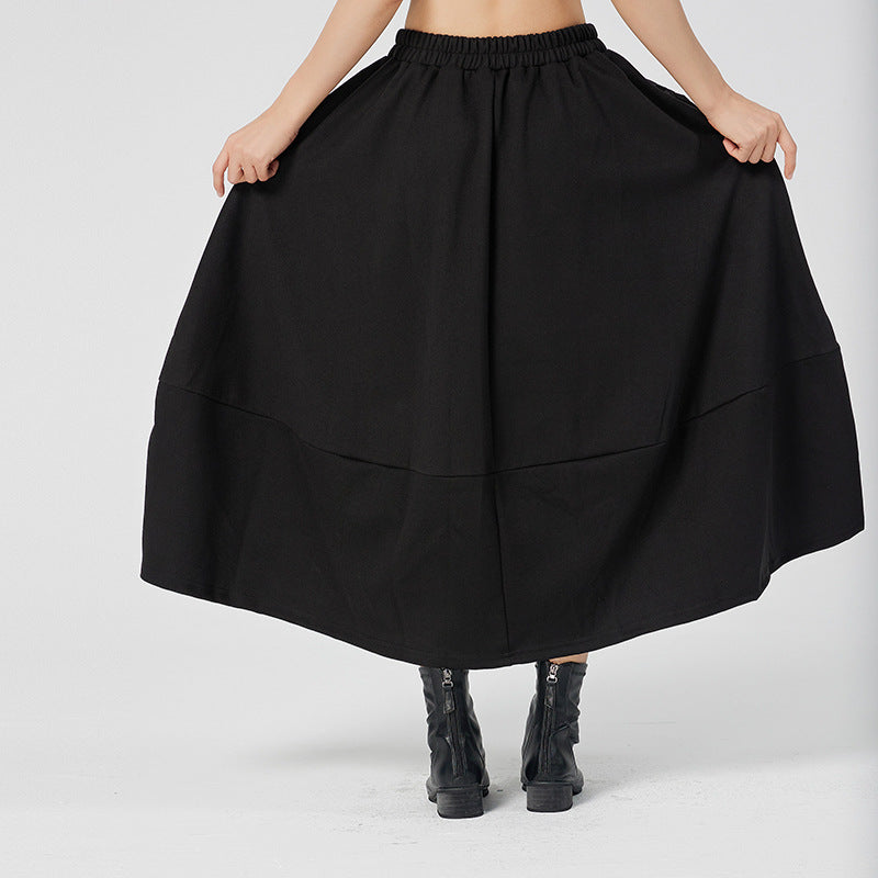 Retro Splicing Solid Color Skirt