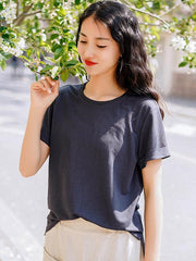 Simple Solid Short Sleeves Tops