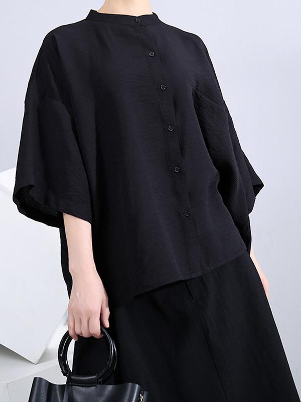 Original Solid Split-Joint Blouses&Shirts
