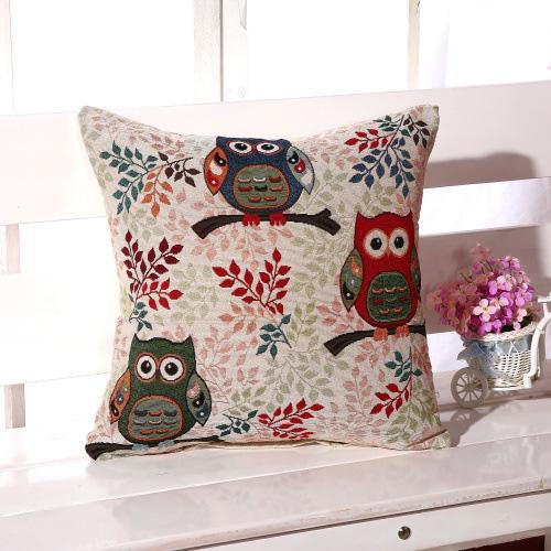 Owl Printed Square Pillow Case