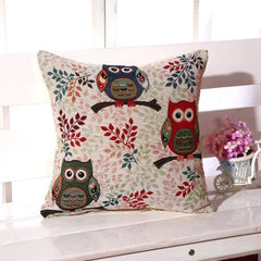 Owl Printed Square Pillow Case