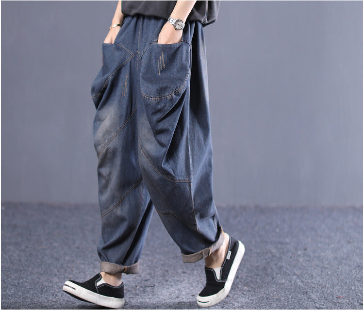 Retro Loose-Fitting Irregular Jeans Pants