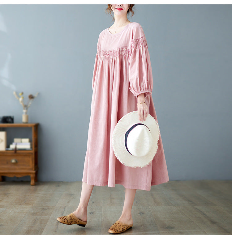Loose Solid Color Midi Dress