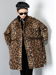 Women Leopard Print Casual Loose Coat